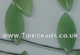 CAJ90 Top-drilled 15*35mm carved leaf green aventurine beads wholesale