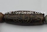 CAL03 14.5 inches 25*60mm carved drum agalmatolite beads