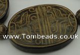 CAL22 14.5 inches 47*60mm carved oval agalmatolite beads