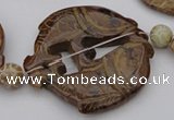 CAL30 14.5 inches 54*56mm carved fish agalmatolite beads