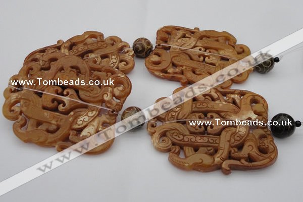 CAL32 14.5 inches 60*70mm carved agalmatolite beads