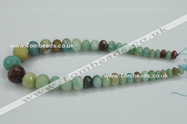 CAM107 15.5 inches multi-size faceted rondelle amazonite gemstone beads