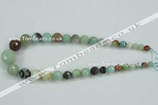CAM110 15.5 inches multi-size faceted round amazonite gemstone beads