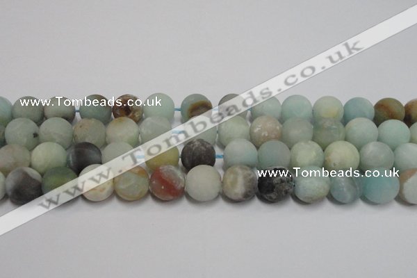 CAM1105 15.5 inches 14mm round matte amazonite beads wholesale