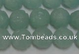 CAM1122 15.5 inches 8mm carved round amazonite beads wholesale