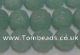 CAM1123 15.5 inches 10mm carved round amazonite beads wholesale