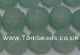 CAM1125 15.5 inches 14mm carved round amazonite beads wholesale