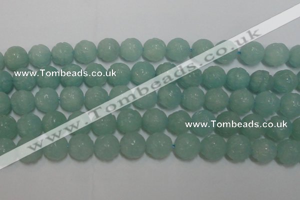 CAM1126 15.5 inches 16mm carved round amazonite beads wholesale