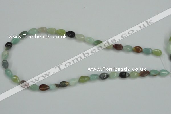 CAM115 15.5 inches 8*10mm flat teardrop amazonite gemstone beads