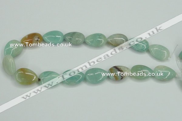 CAM117 15.5 inches 18*25mm flat teardrop amazonite gemstone beads