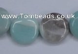 CAM123 15.5 inches 20mm flat round amazonite gemstone beads