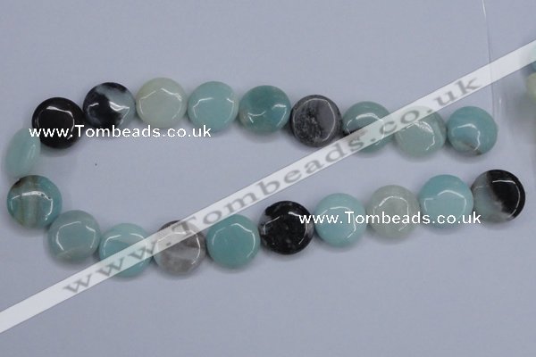 CAM123 15.5 inches 20mm flat round amazonite gemstone beads