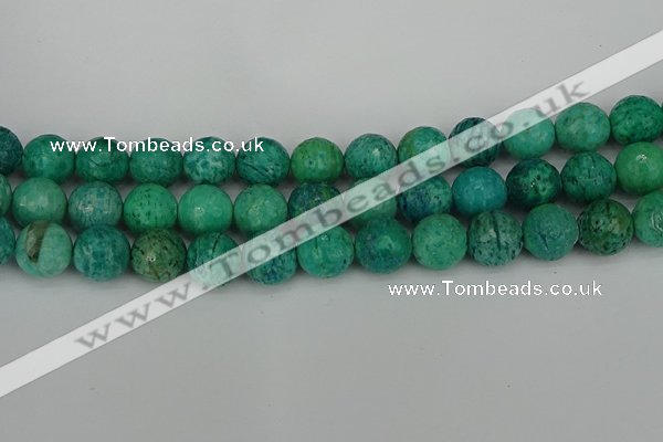 CAM1405 15.5 inches 14mm faceted round Russian amazonite beads