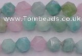 CAM1441 15.5 inches 6mm faceted nuggets amazonite & rose quartz beads