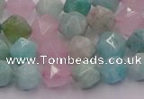 CAM1442 15.5 inches 8mm faceted nuggets amazonite & rose quartz beads