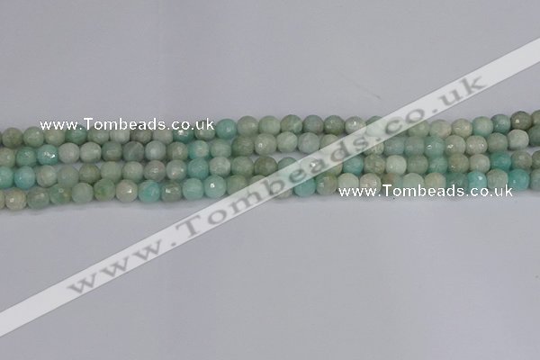 CAM1450 15.5 inches 4mm faceted round amazonite gemstone beads