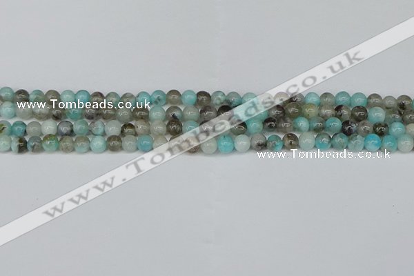 CAM1480 15.5 inches 4mm round Madagascar black amazonite beads