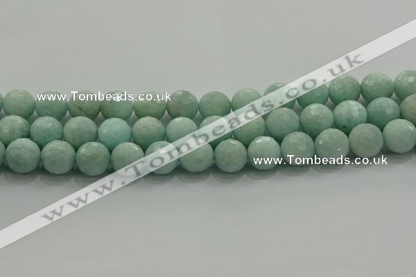 CAM1515 15.5 inches 14mm faceted round natural peru amazonite beads