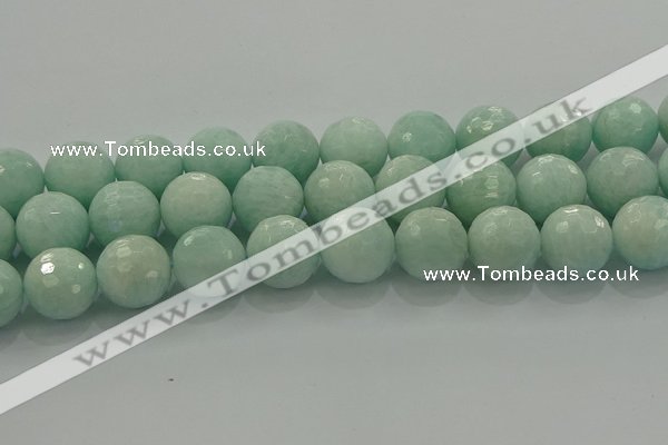 CAM1516 15.5 inches 16mm faceted round peru amazonite beads