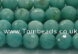 CAM1522 15.5 inches 8mm faceted round natural peru amazonite beads