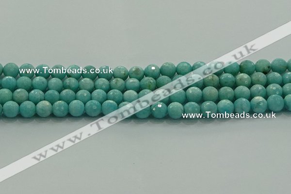 CAM1522 15.5 inches 8mm faceted round natural peru amazonite beads