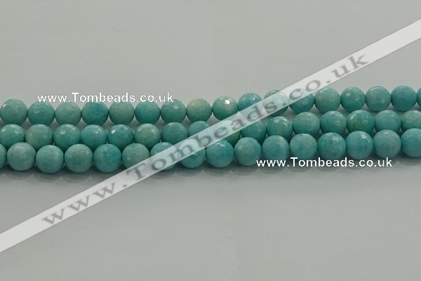 CAM1523 15.5 inches 10mm faceted round natural peru amazonite beads