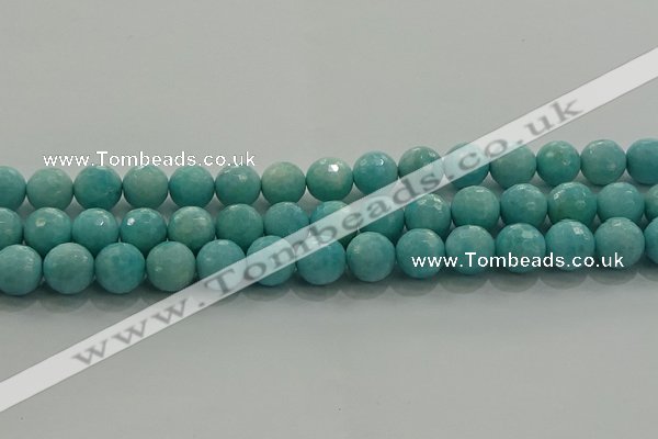 CAM1524 15.5 inches 12mm faceted round natural peru amazonite beads