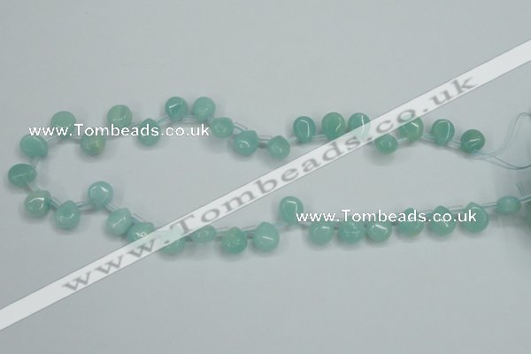 CAM153 9*11mm top-drilled flat teardrop amazonite gemstone beads