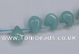 CAM154 8*12mm top-drilled flat teardrop amazonite gemstone beads