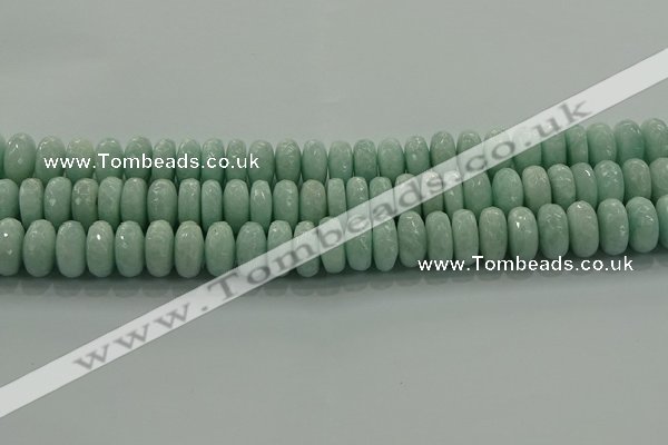 CAM1545 15.5 inches 8*14mm faceted rondelle peru amazonite beads