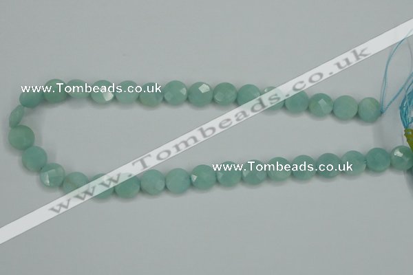 CAM155 15.5 inches 12mm faceted coin amazonite gemstone beads