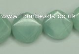 CAM156 15.5 inches 20mm faceted coin amazonite gemstone beads