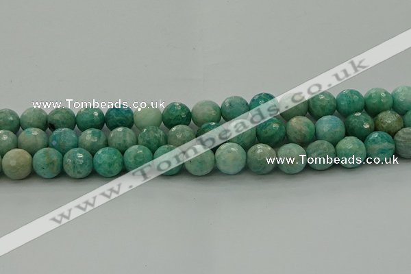 CAM1583 15.5 inches 10mm faceted round Russian amazonite beads