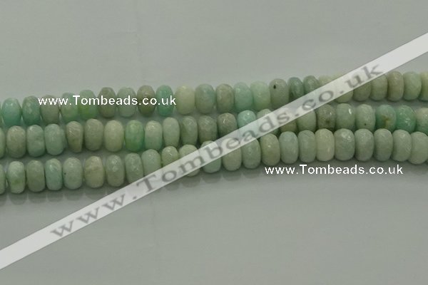 CAM1613 15.5 inches 6*10mm faceted rondelle peru amazonite beads