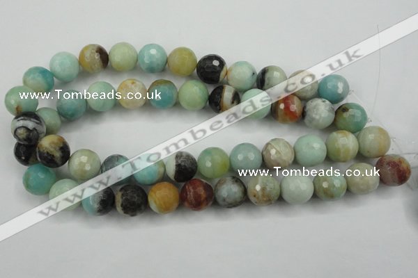 CAM165 15.5 inches 14mm faceted round amazonite gemstone beads