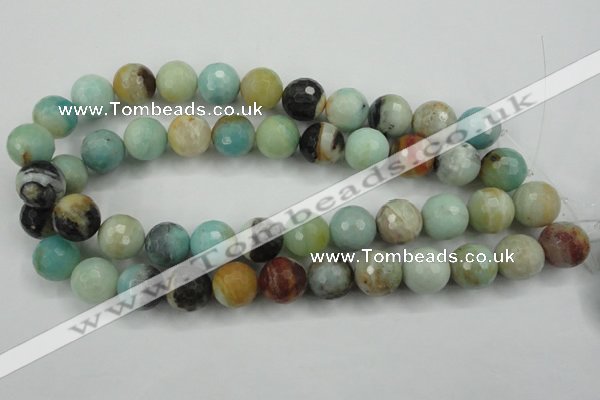 CAM166 15.5 inches 16mm faceted round amazonite gemstone beads