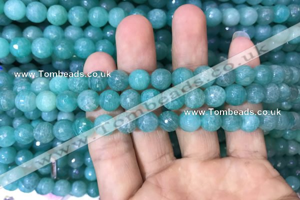 CAM1662 15.5 inches 8mm faceted round Russian amazonite beads