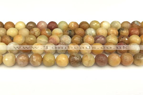 CAM1776 15 inches 8mm faceted round yellow amazonite beads