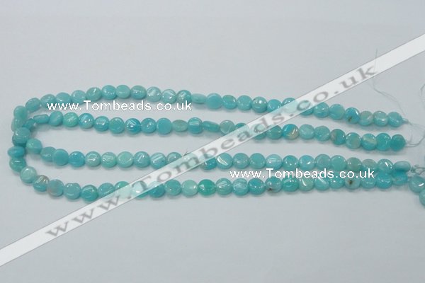 CAM300 15.5 inches 8mm flat round natural peru amazonite beads