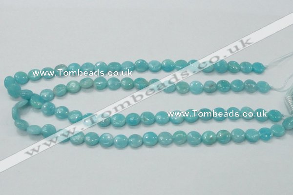 CAM301 15.5 inches 10mm flat round natural peru amazonite beads