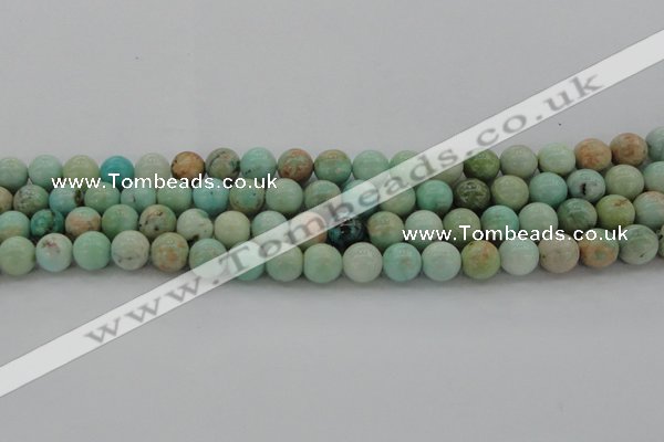 CAM322 15.5 inches 8mm round natural peru amazonite beads