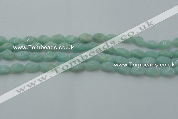 CAM361 15.5 inches 7*14mm twisted rice amazonite gemstone beads