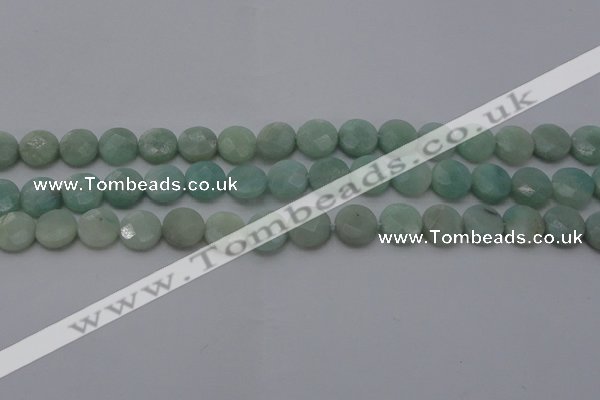 CAM363 15.5 inches 10mm faceted coin amazonite gemstone beads