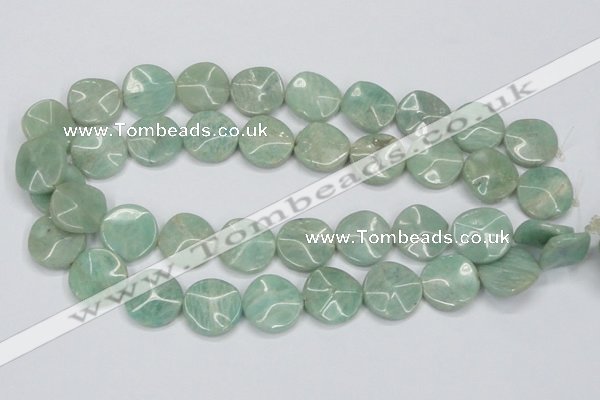 CAM412 15.5 inches 20mm wavy coin natural russian amazonite beads