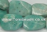 CAM413 18*25mm faceted & twisted rectangle natural russian amazonite beads