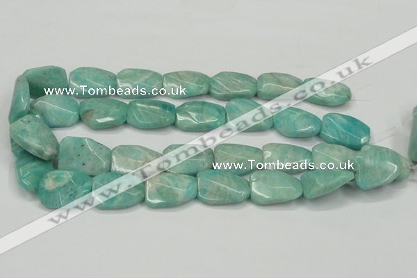 CAM413 18*25mm faceted & twisted rectangle natural russian amazonite beads