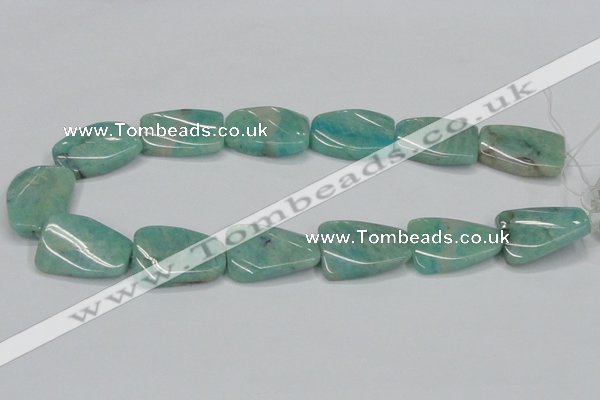 CAM415 22*30mm twisted rectangle natural russian amazonite beads