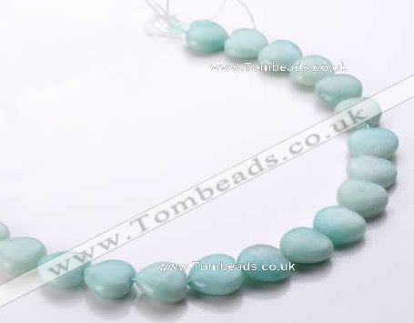 CAM56 16*16mm natural amazonite heart gemstone beads Wholesale