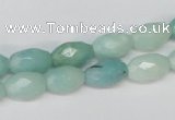 CAM604 15.5 inches 8*12mm faceted rice Chinese amazonite gemstone beads