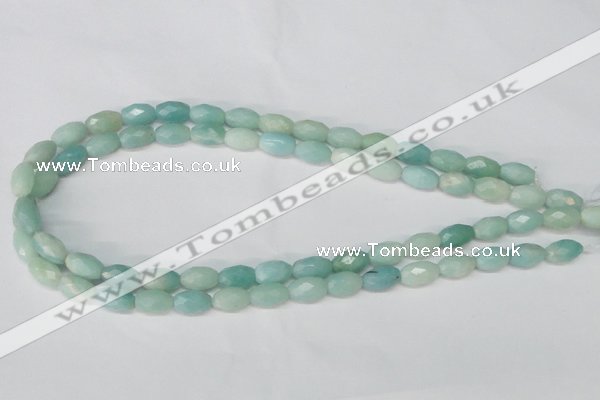 CAM604 15.5 inches 8*12mm faceted rice Chinese amazonite gemstone beads